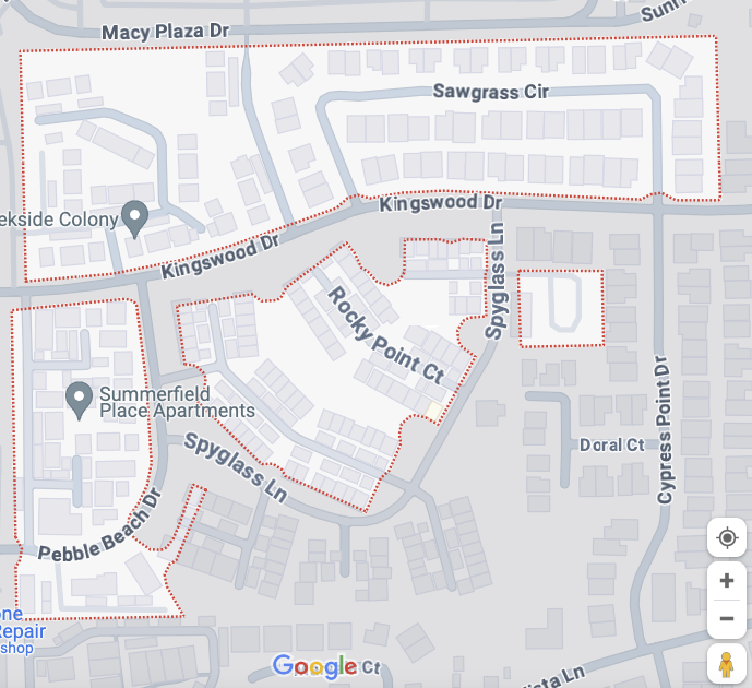 Google Maps Edgewood Boundaries Screenshot, evidence against the Edgewood HOA infringement claim
